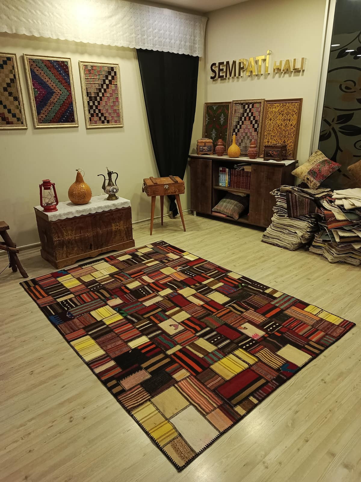 Custom-Designed Patchwork Rug — detail view 2, handmade vintage rug