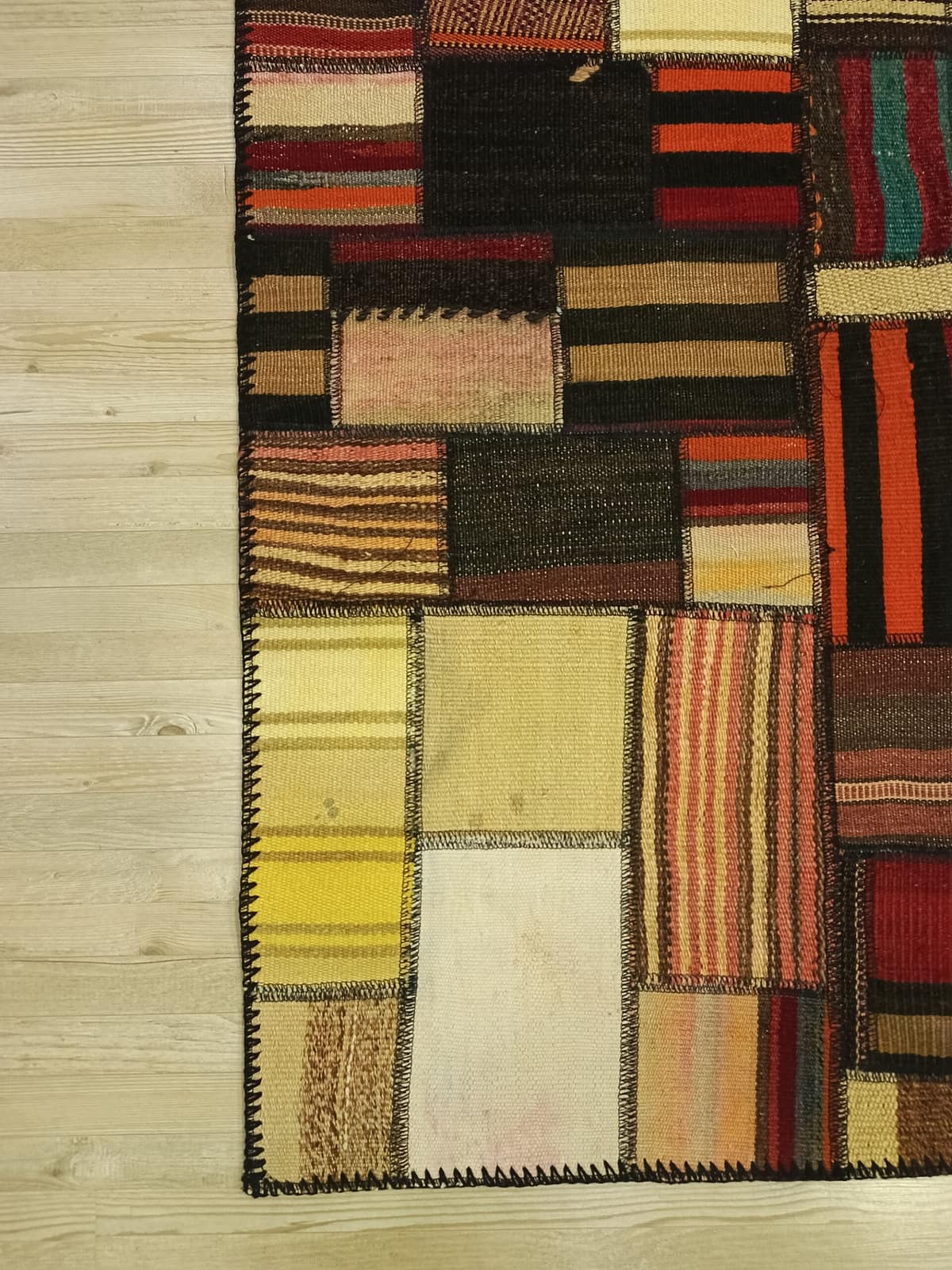 Custom-Designed Patchwork Rug — detail view 3, handmade vintage rug