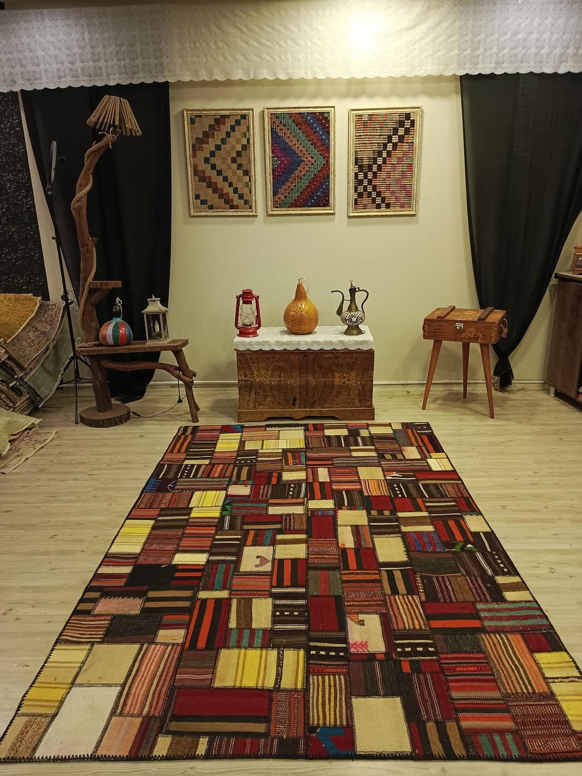 Custom-Designed Patchwork Rug — detail view 4, handmade vintage rug