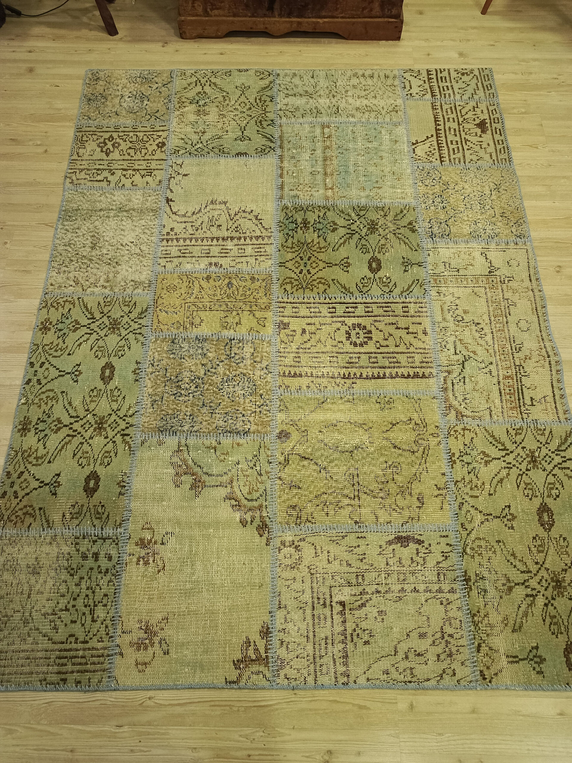 Vintage Handwoven Patchwork Rug — detail view 3, handmade vintage rug