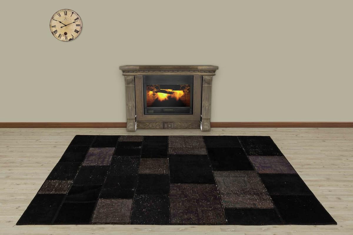 Anatolian-Patterned Distressed Patchwork Rug, vintage rug, Handmade, hand-knotted wool & cotton, size 160 × 230 cm, from Gaziantep