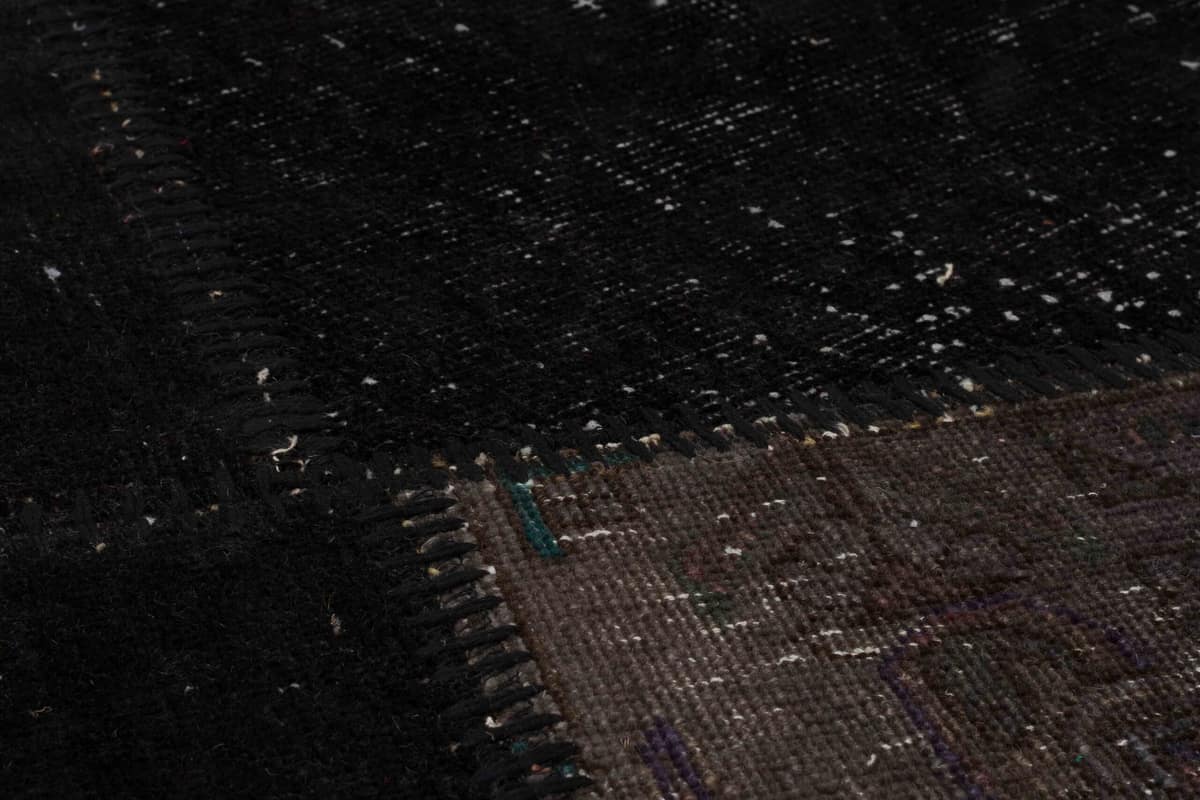 Anatolian-Patterned Distressed Patchwork Rug — detail view 5, handmade vintage rug