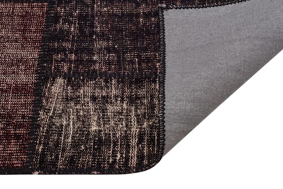 Vintage Hand-Woven Wool Patchwork Rug — detail view 3, handmade vintage rug