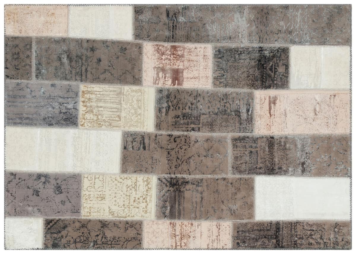 Vintage-Style Wool Patchwork Rug — detail view 2, handmade vintage rug
