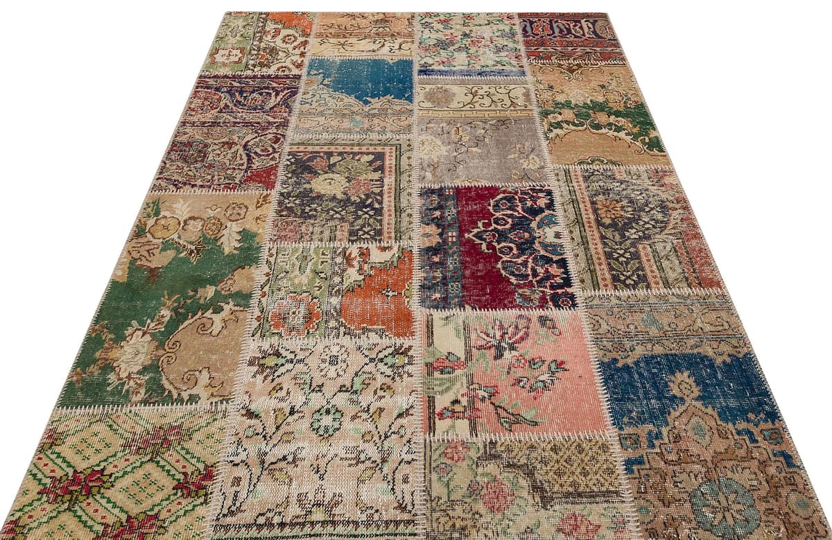 Traditional Handmade Patchwork Rug, vintage rug, Handmade, hand-knotted wool & silk, size 160 × 230 cm, from Sivas