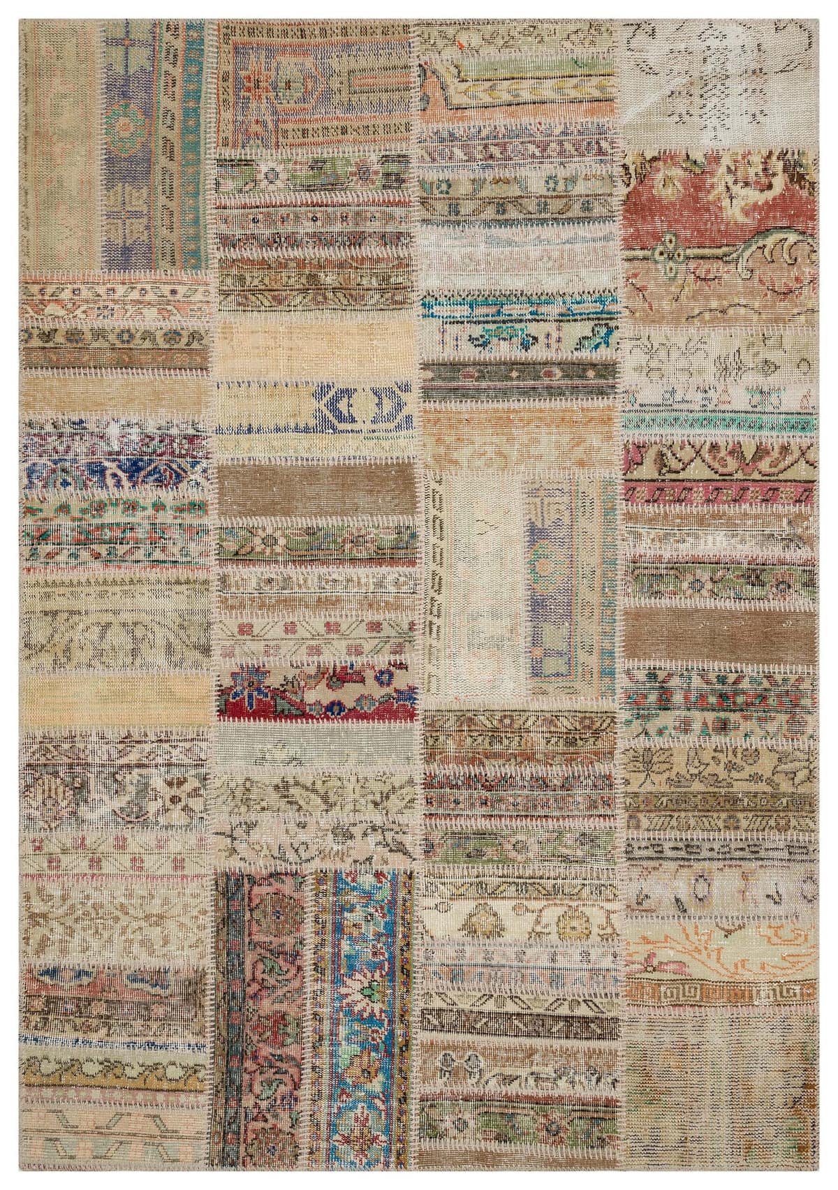 Vintage-Style Handwoven Patchwork Rug — detail view 2, handmade vintage rug