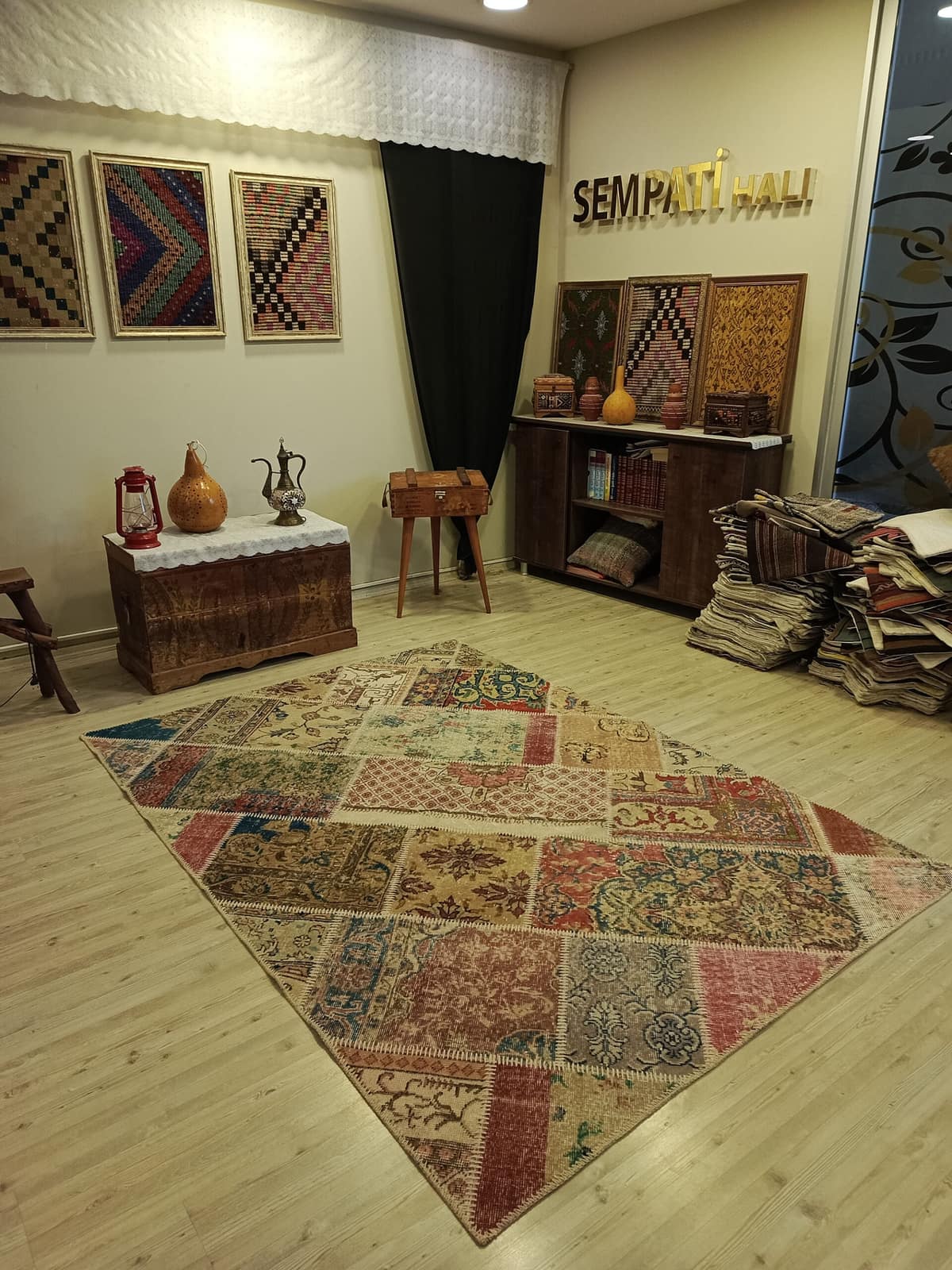 Classic Hand-Woven Patchwork Rug, vintage rug, Handmade, hand-knotted cotton, size 160 × 230 cm, from Kars