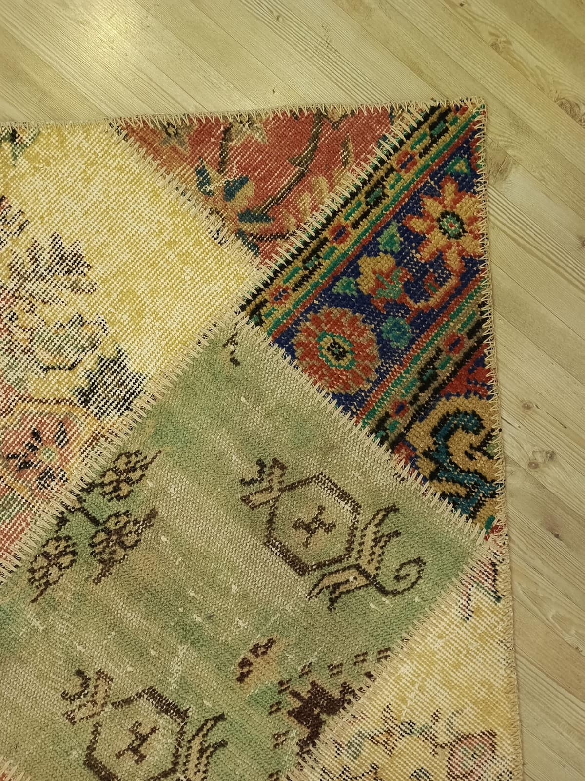 Handwoven Classic Patchwork Rug — detail view 2, handmade vintage rug