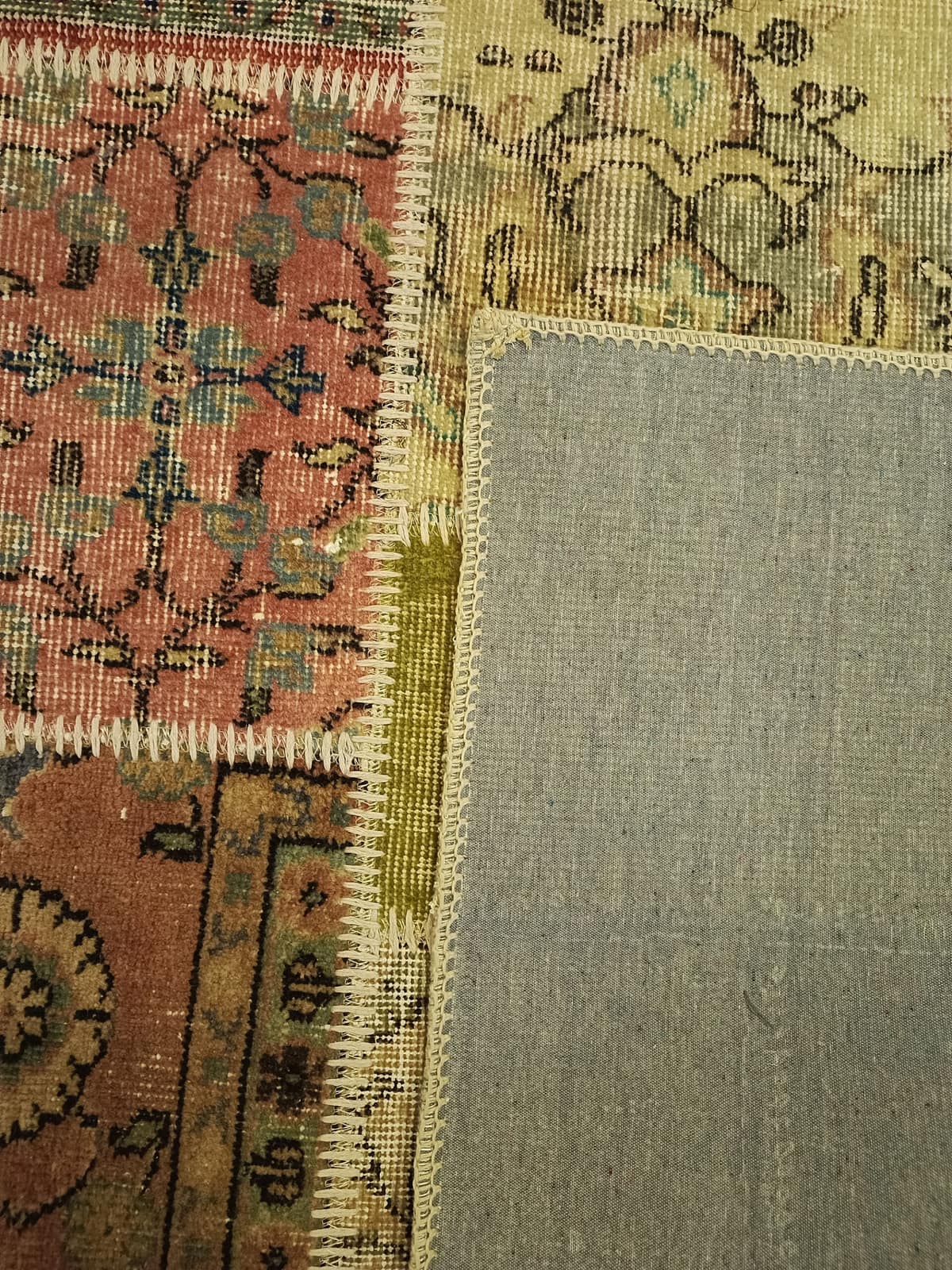 Handmade Anatolian Patchwork Rug — detail view 2, handmade vintage rug