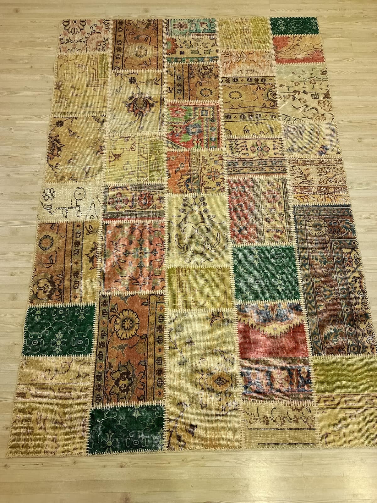 Handmade Anatolian Patchwork Rug — detail view 4, handmade vintage rug