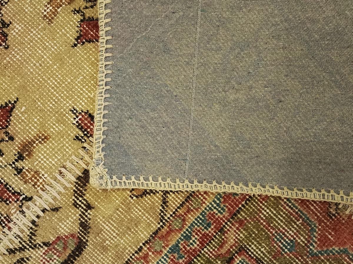 Vintage Hand-Woven Wool Patchwork Rug — detail view 2, handmade vintage rug