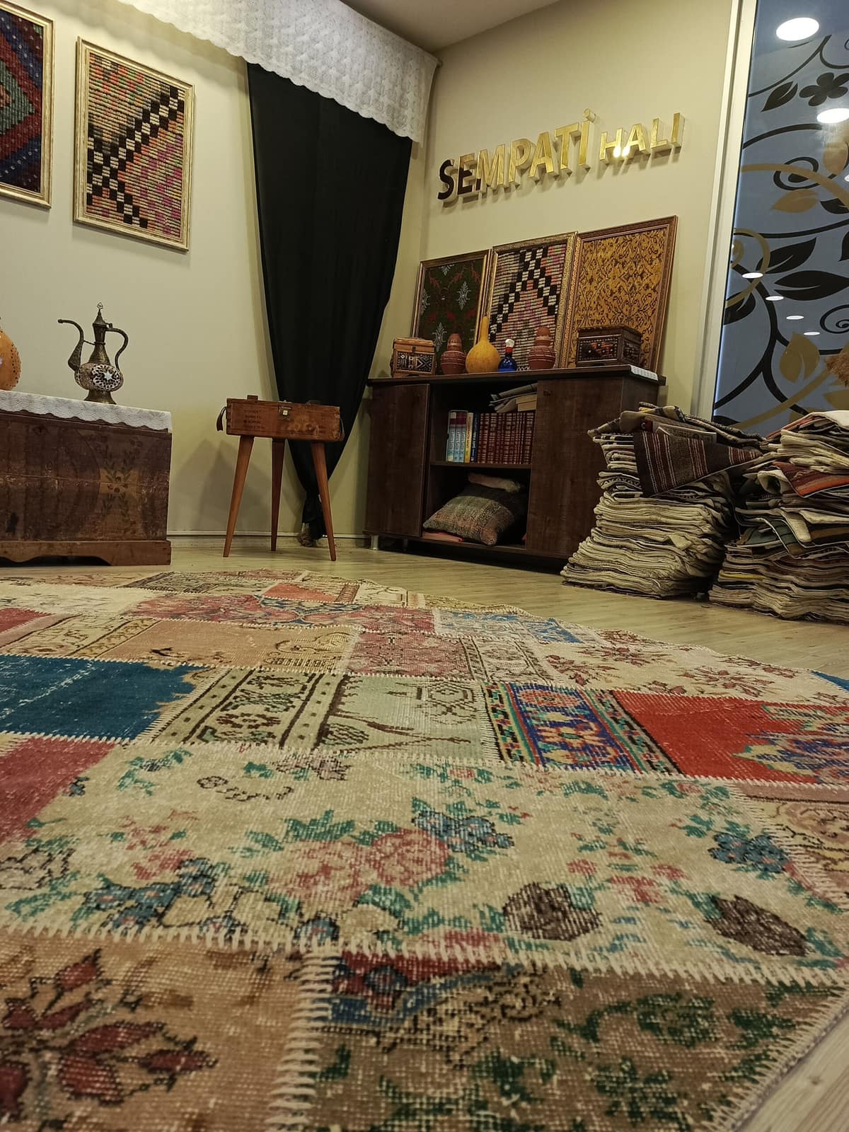 Handwoven Patchwork Rug with Fine Craftsmanship — detail view 3, handmade vintage rug