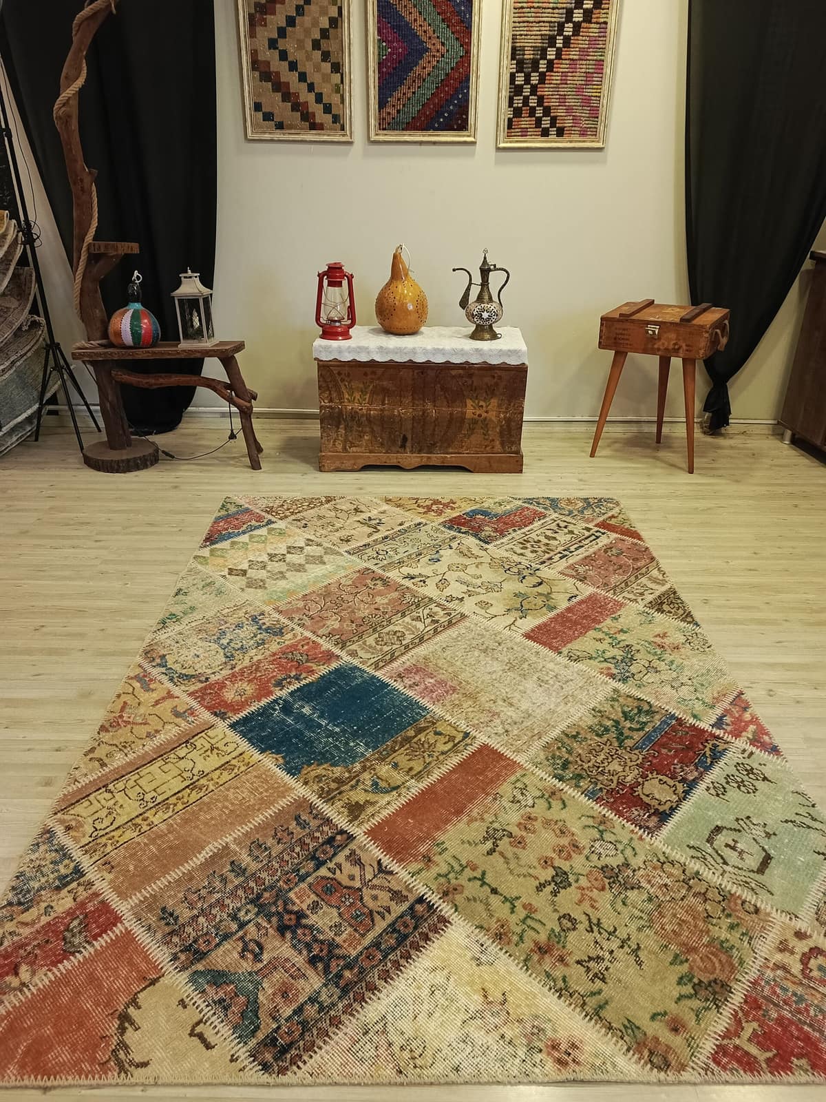 Traces of the Past Patchwork Rug — detail view 5, handmade vintage rug