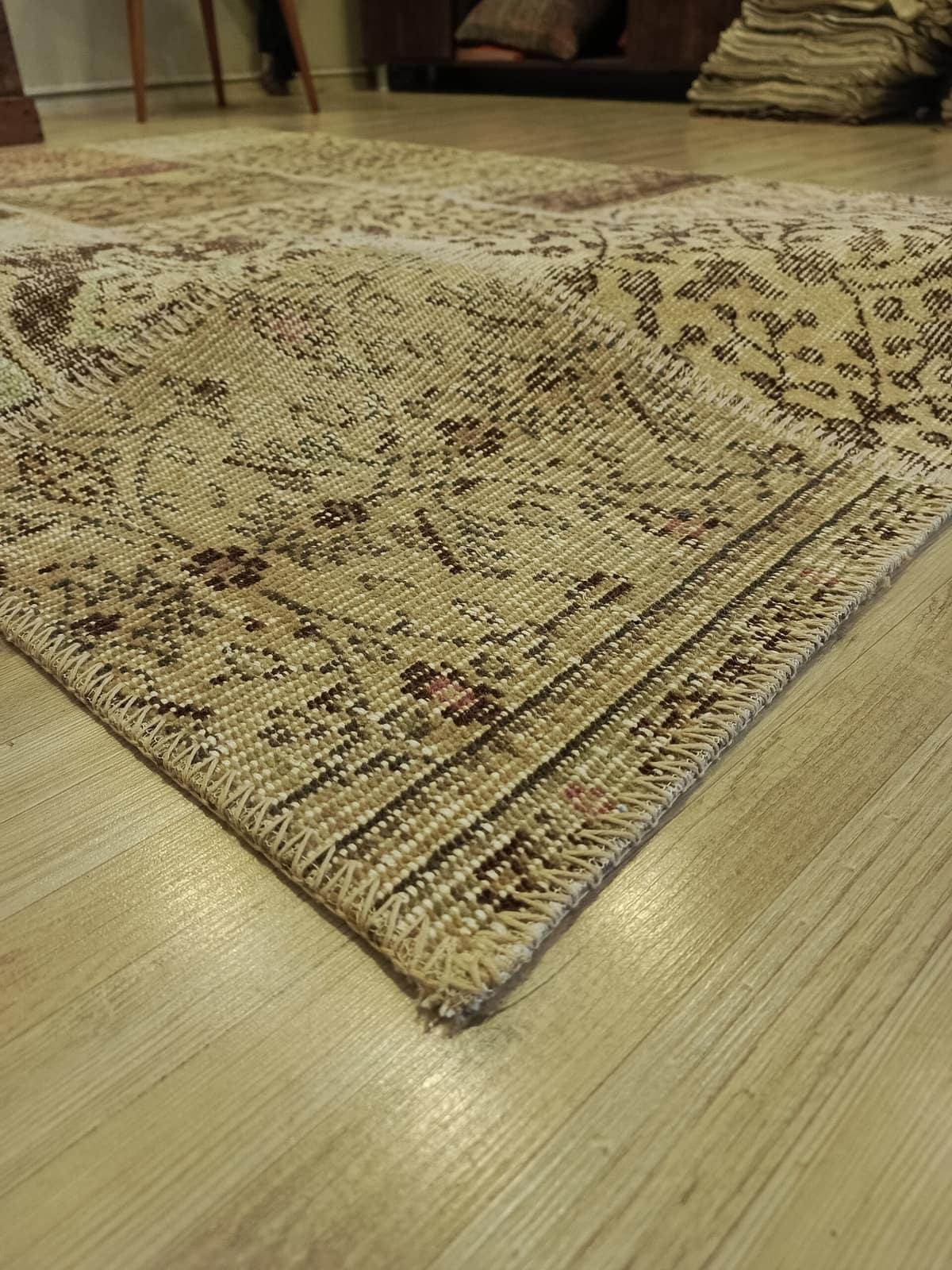 Handwoven Custom-Designed Patchwork Rug — detail view 5, handmade vintage rug