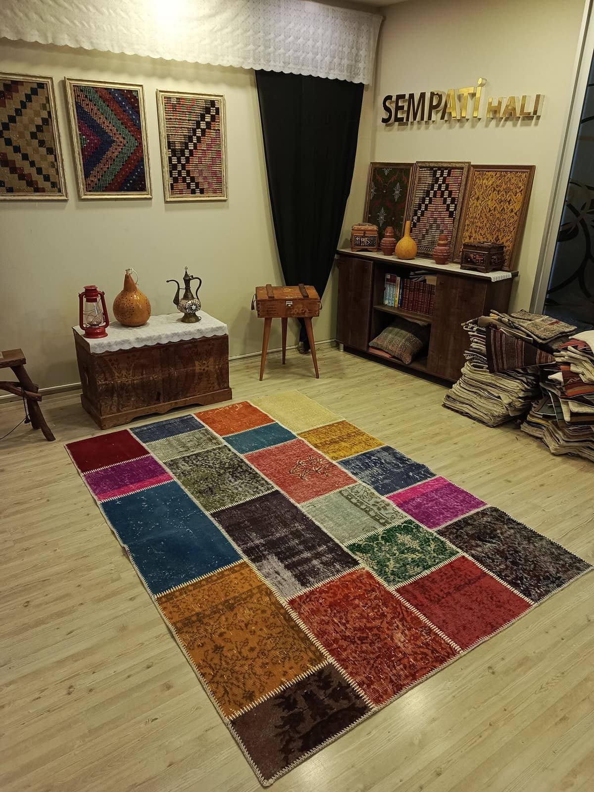 Handmade Patchwork Rug — detail view 3, handmade vintage rug