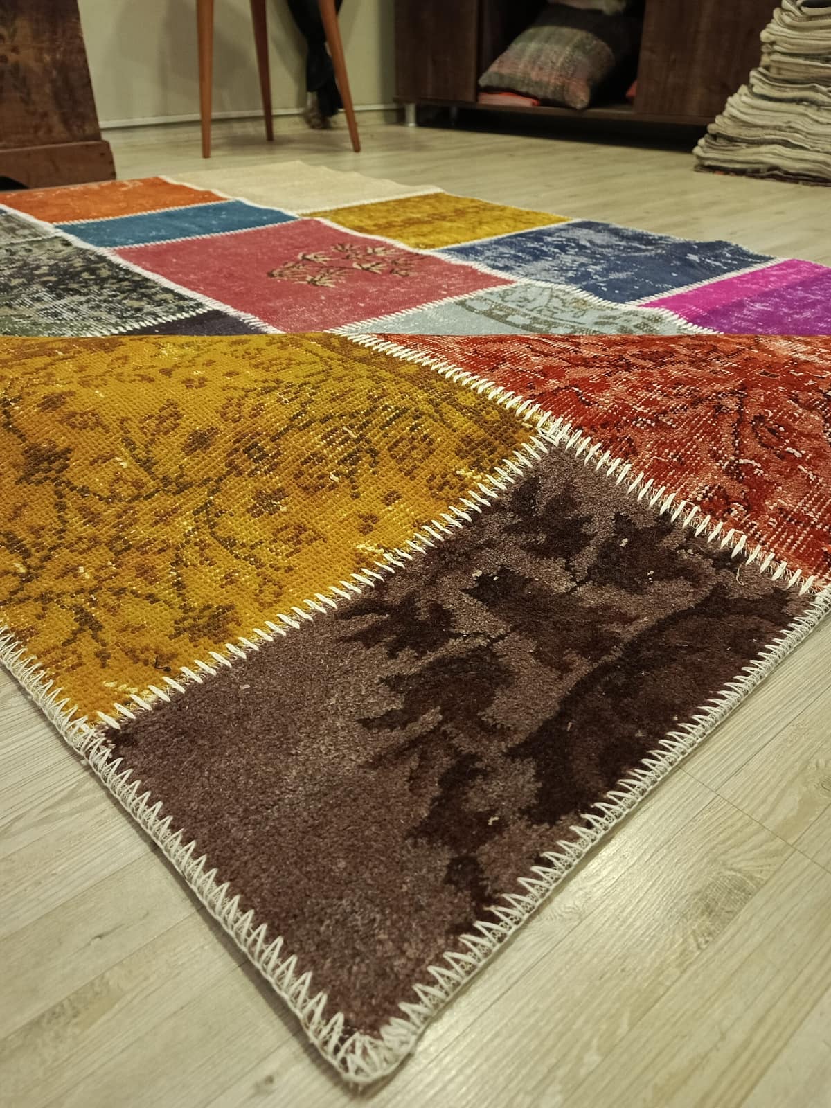 Handmade Patchwork Rug — detail view 5, handmade vintage rug