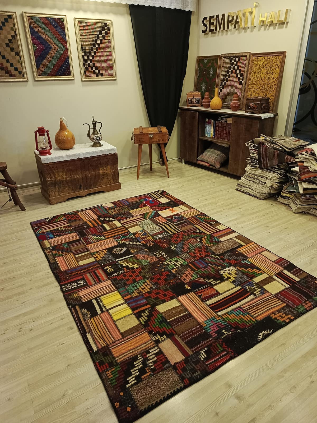 Traditional Handmade Patchwork Rug, vintage rug, Handmade, hand-knotted cotton, size 160 × 230 cm, from Kayseri