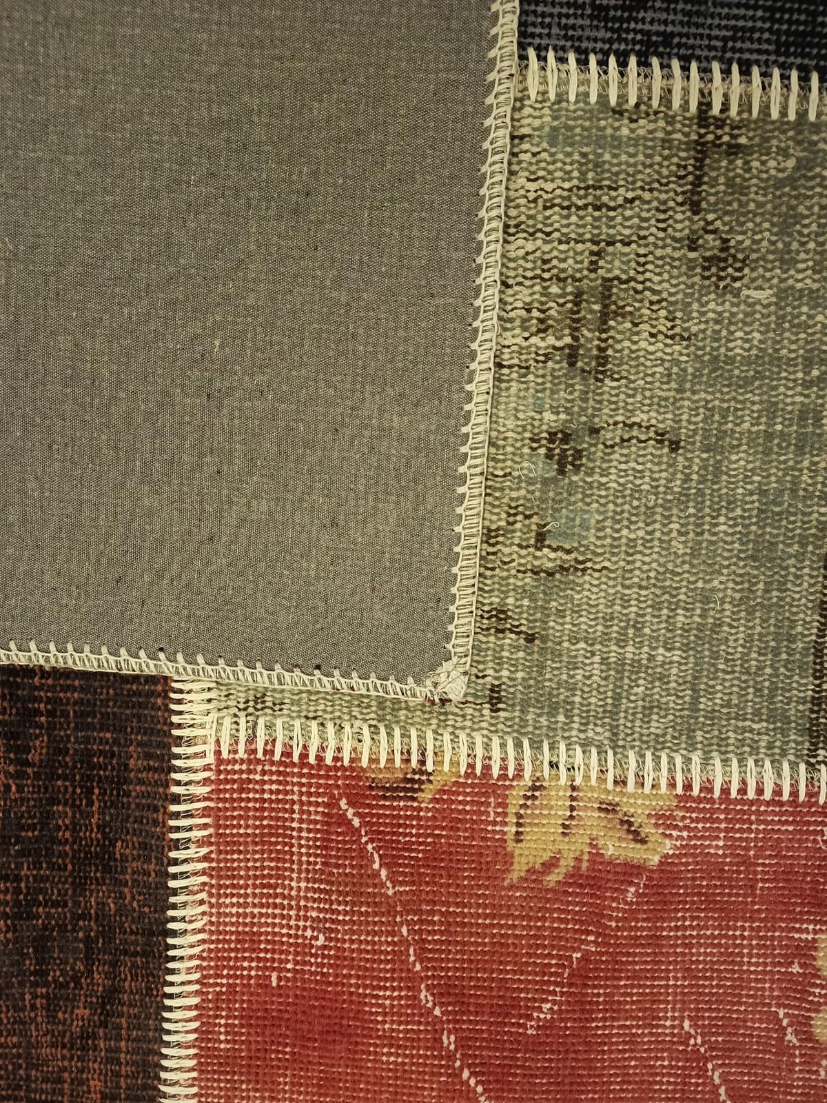 Handwoven Patchwork Rug — detail view 2, handmade vintage rug