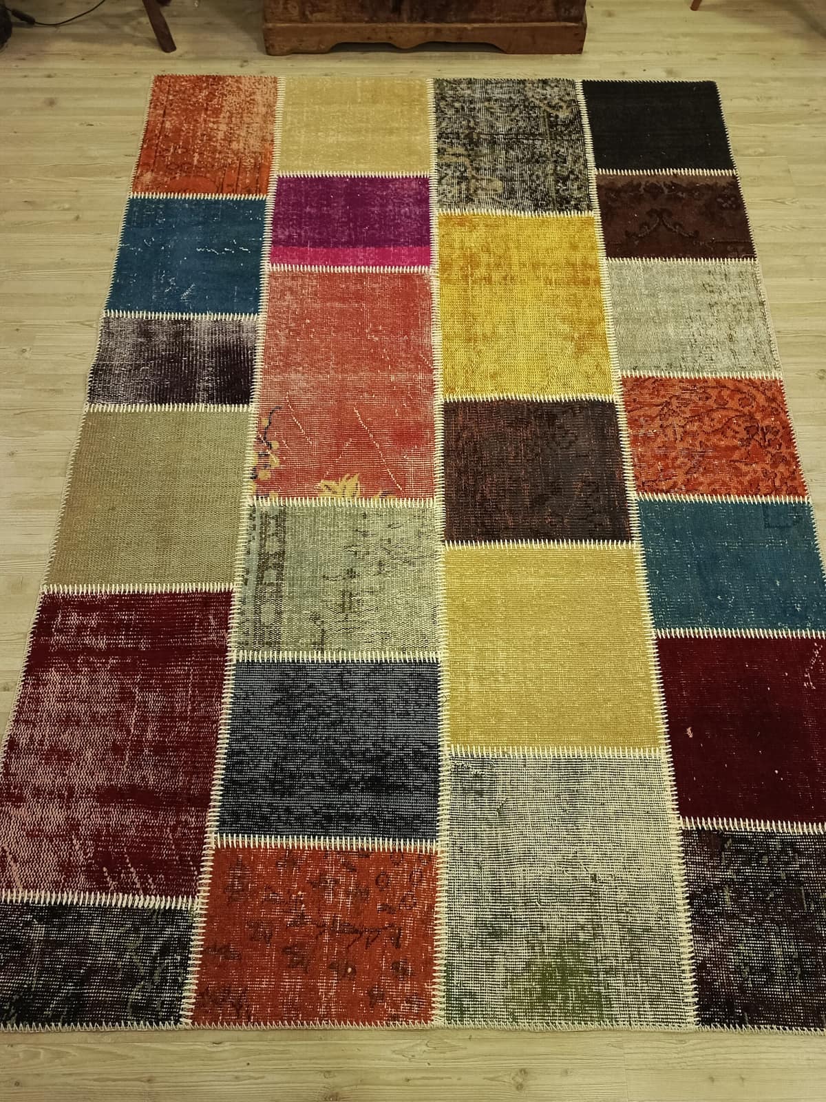 Handwoven Patchwork Rug — detail view 5, handmade vintage rug