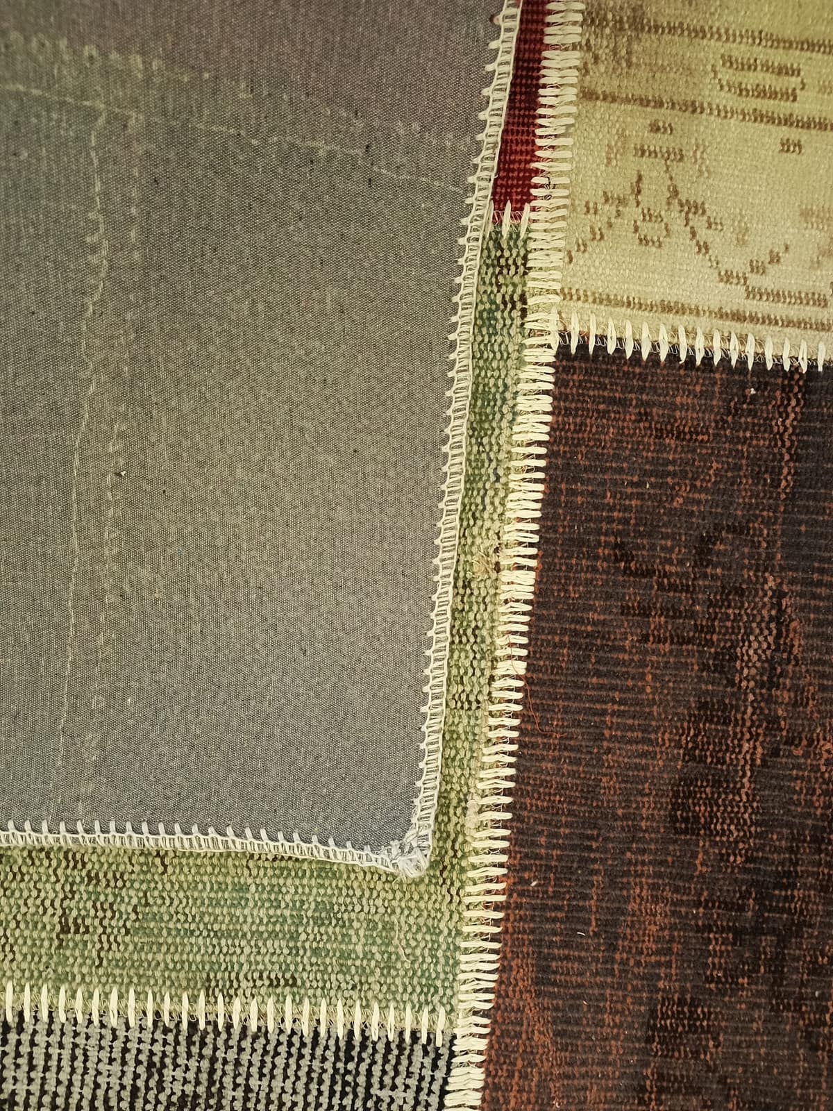 Wool-Woven Patchwork Rug — detail view 3, handmade vintage rug