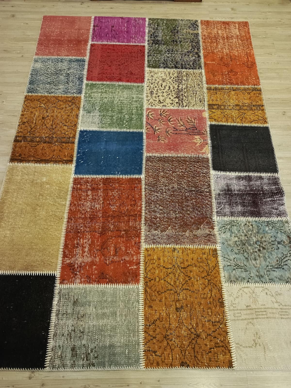 Handmade Anatolian Patchwork Rug — detail view 2, handmade vintage rug