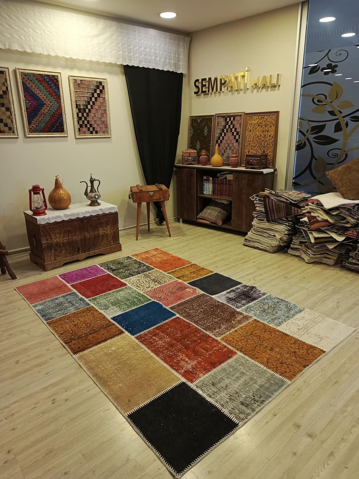 Handmade Anatolian Patchwork Rug — detail view 3, handmade vintage rug