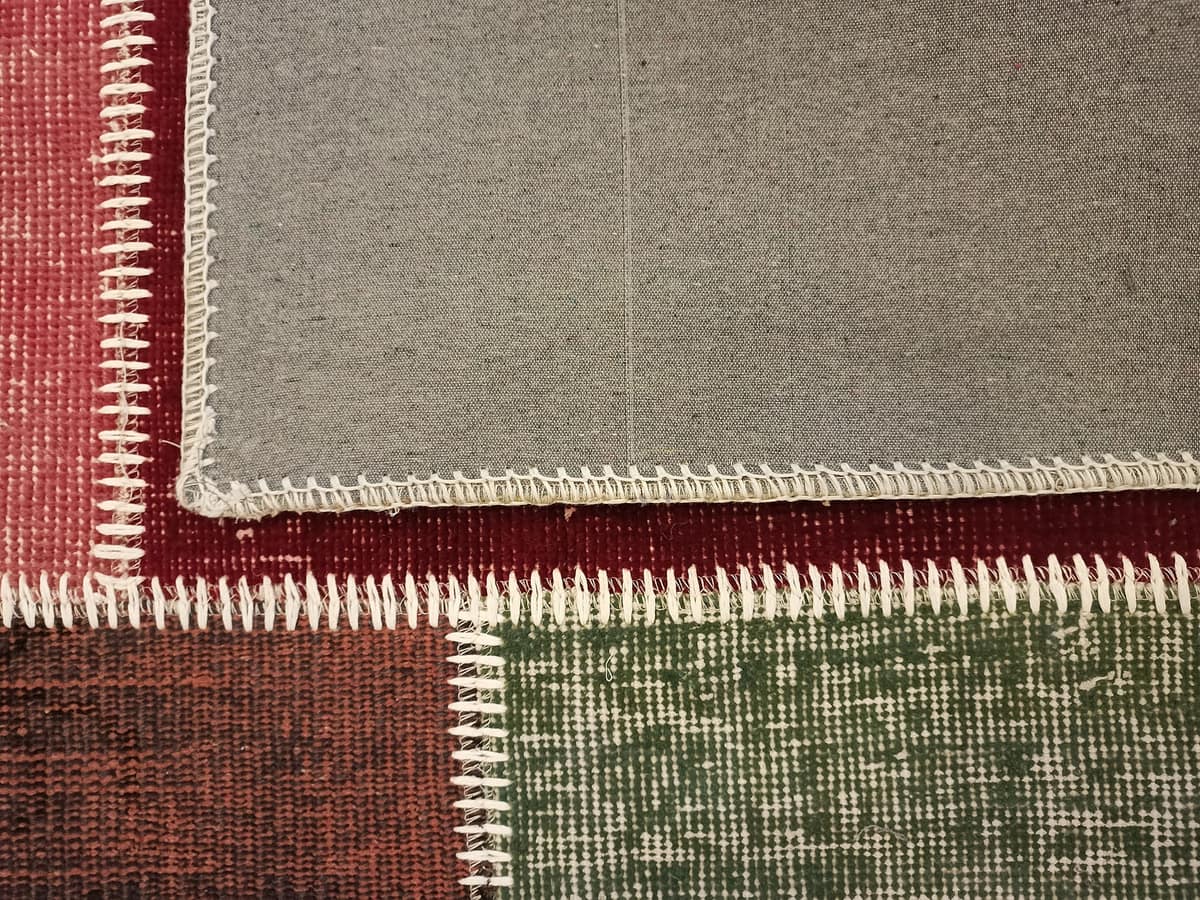 Vintage-Style Wool Patchwork Rug — detail view 4, handmade vintage rug