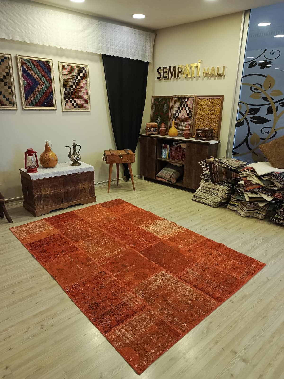 Century-Old Antique-Style Patchwork Rug — detail view 4, handmade vintage rug