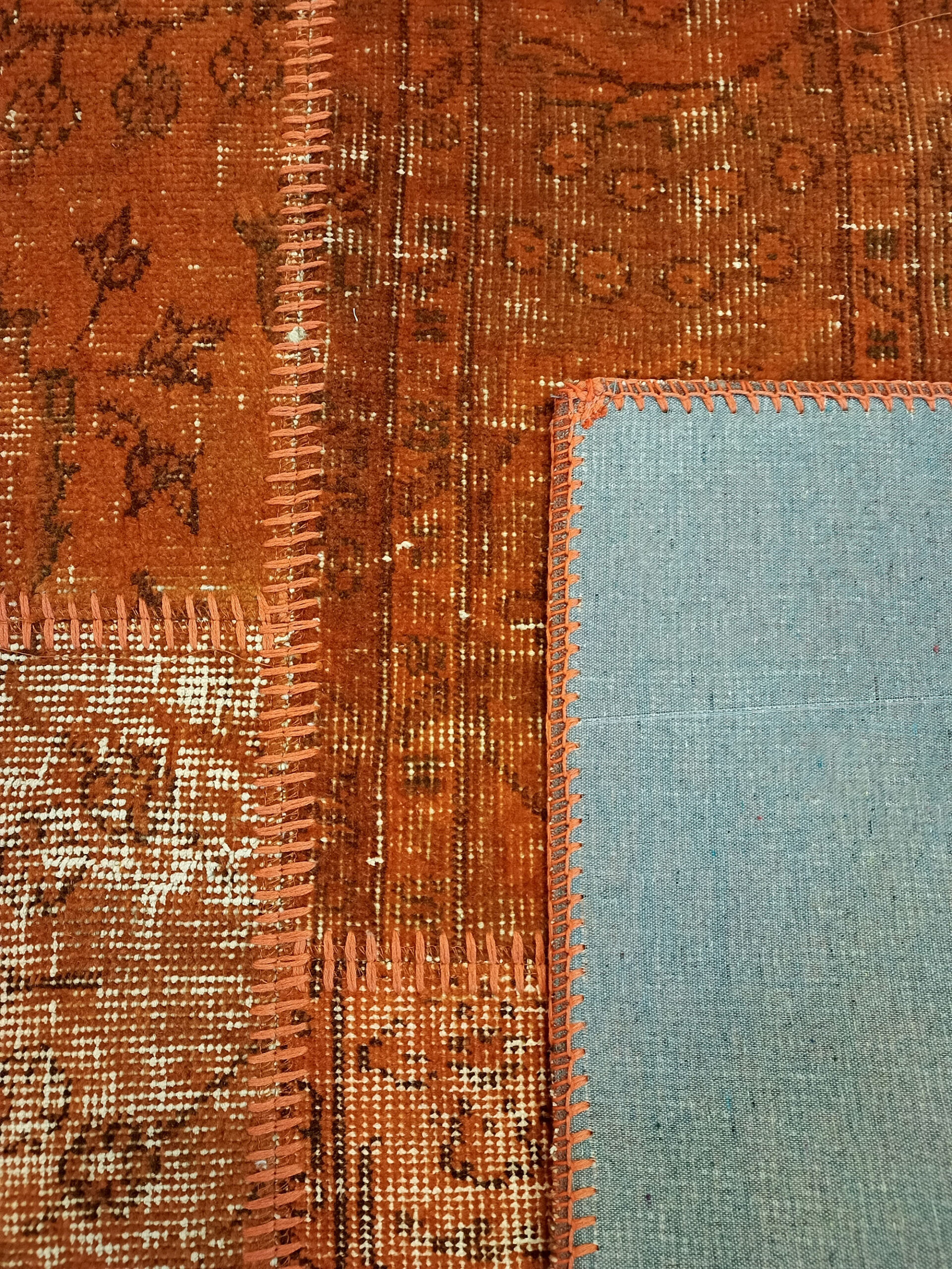 Century-Old Antique-Style Patchwork Rug — detail view 5, handmade vintage rug