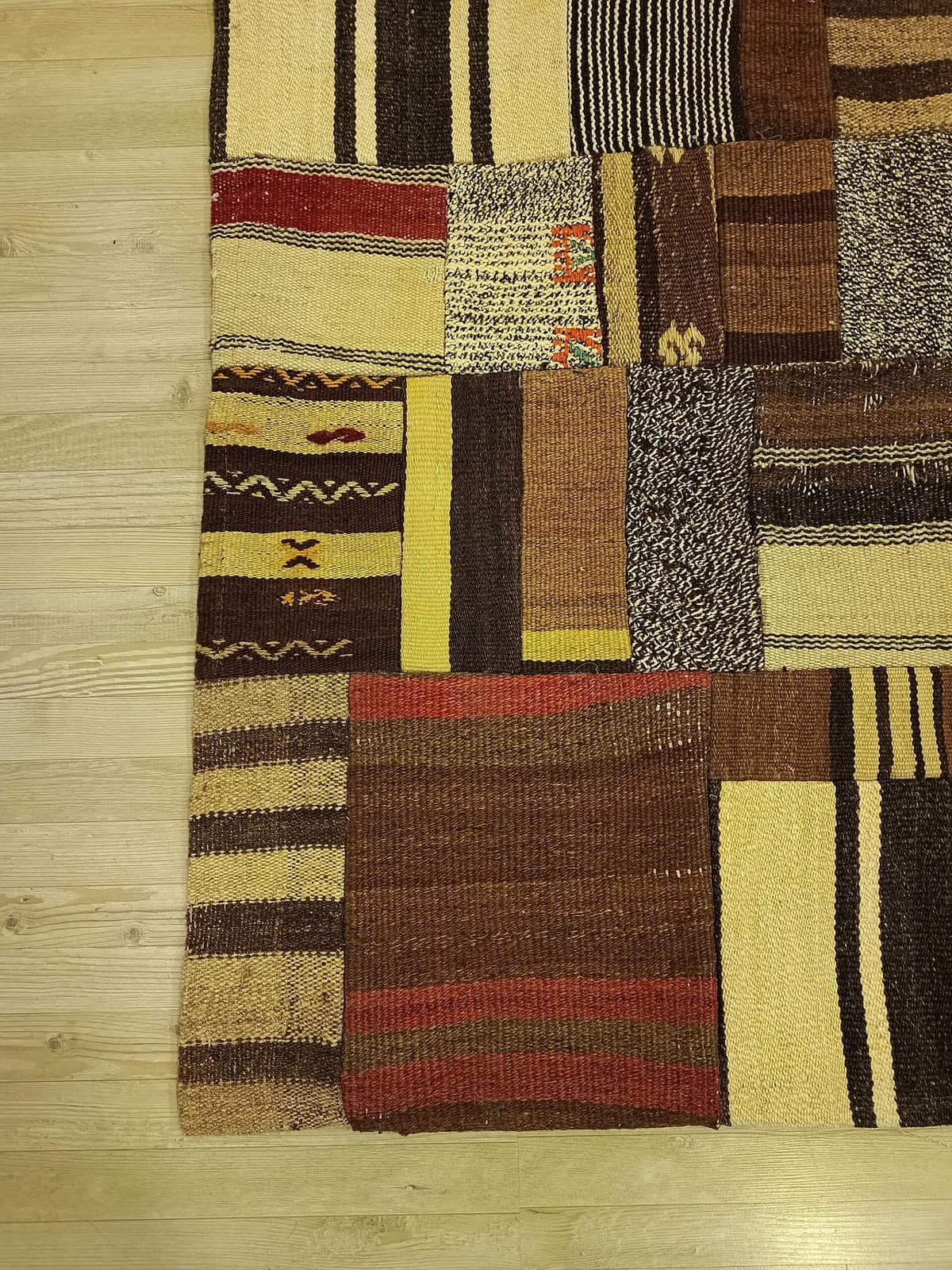 Handwoven Custom-Designed Patchwork Rug — detail view 3, handmade vintage rug