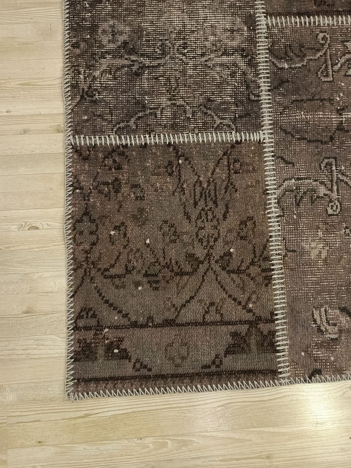 Hand-Woven Patchwork Rug with Fine Craftsmanship — detail view 5, handmade vintage rug