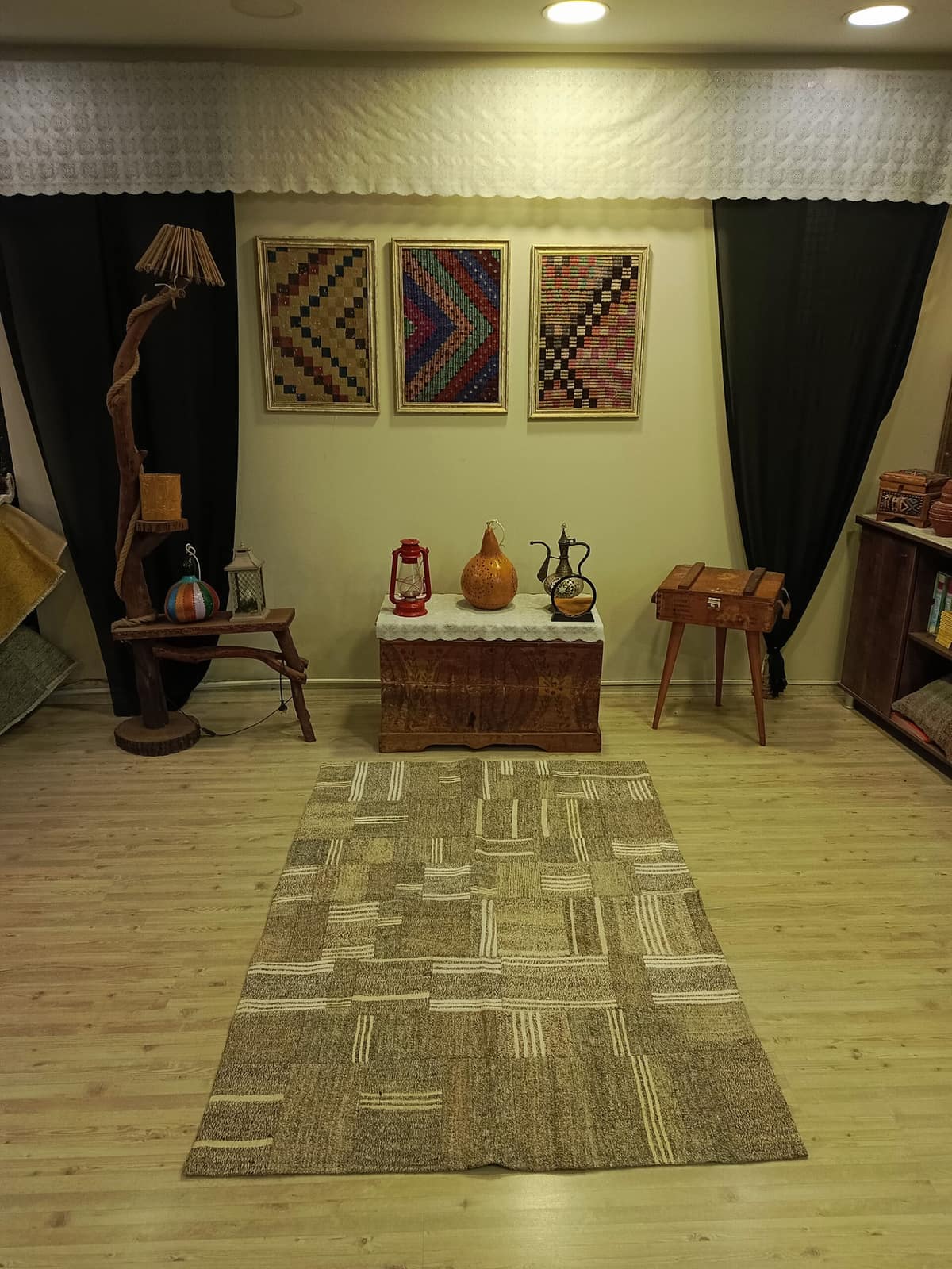 Century-Old Antique-Style Patchwork Rug — detail view 4, handmade vintage rug