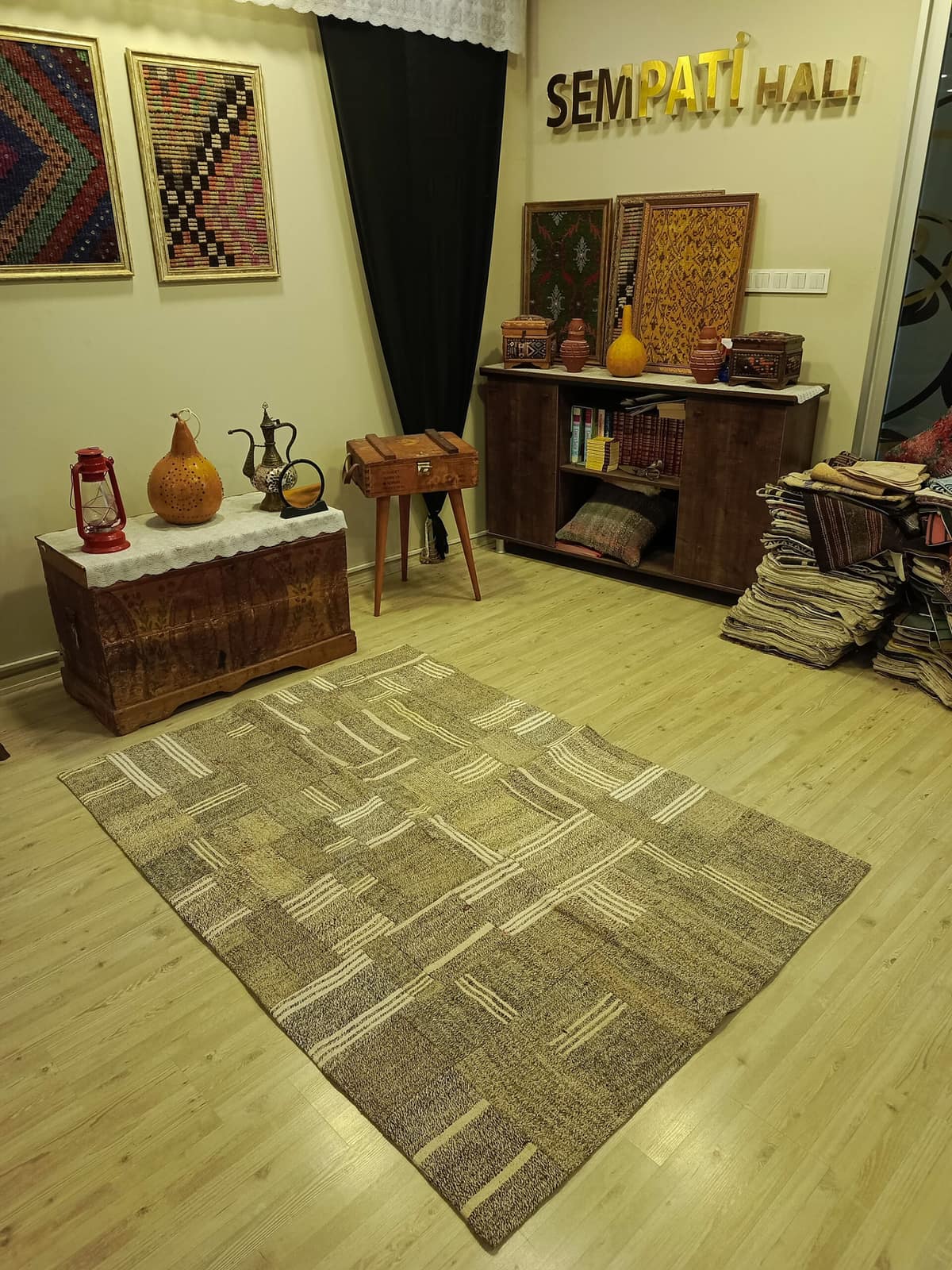 Century-Old Antique-Style Patchwork Rug — detail view 5, handmade vintage rug