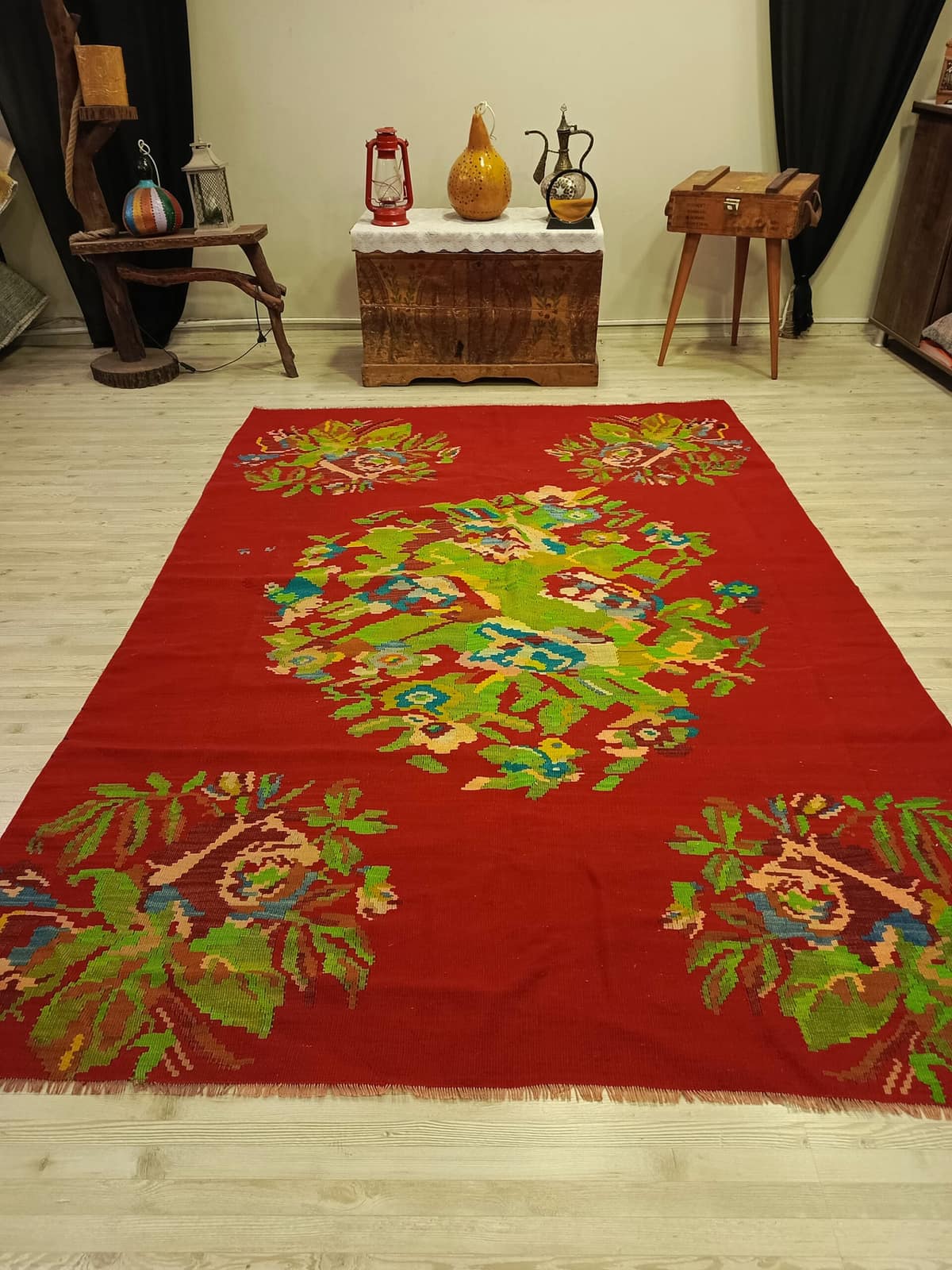 Handmade Anatolian Patchwork Rug, vintage rug, Handmade, hand-knotted wool & silk, size 179 × 252 cm, from Gaziantep