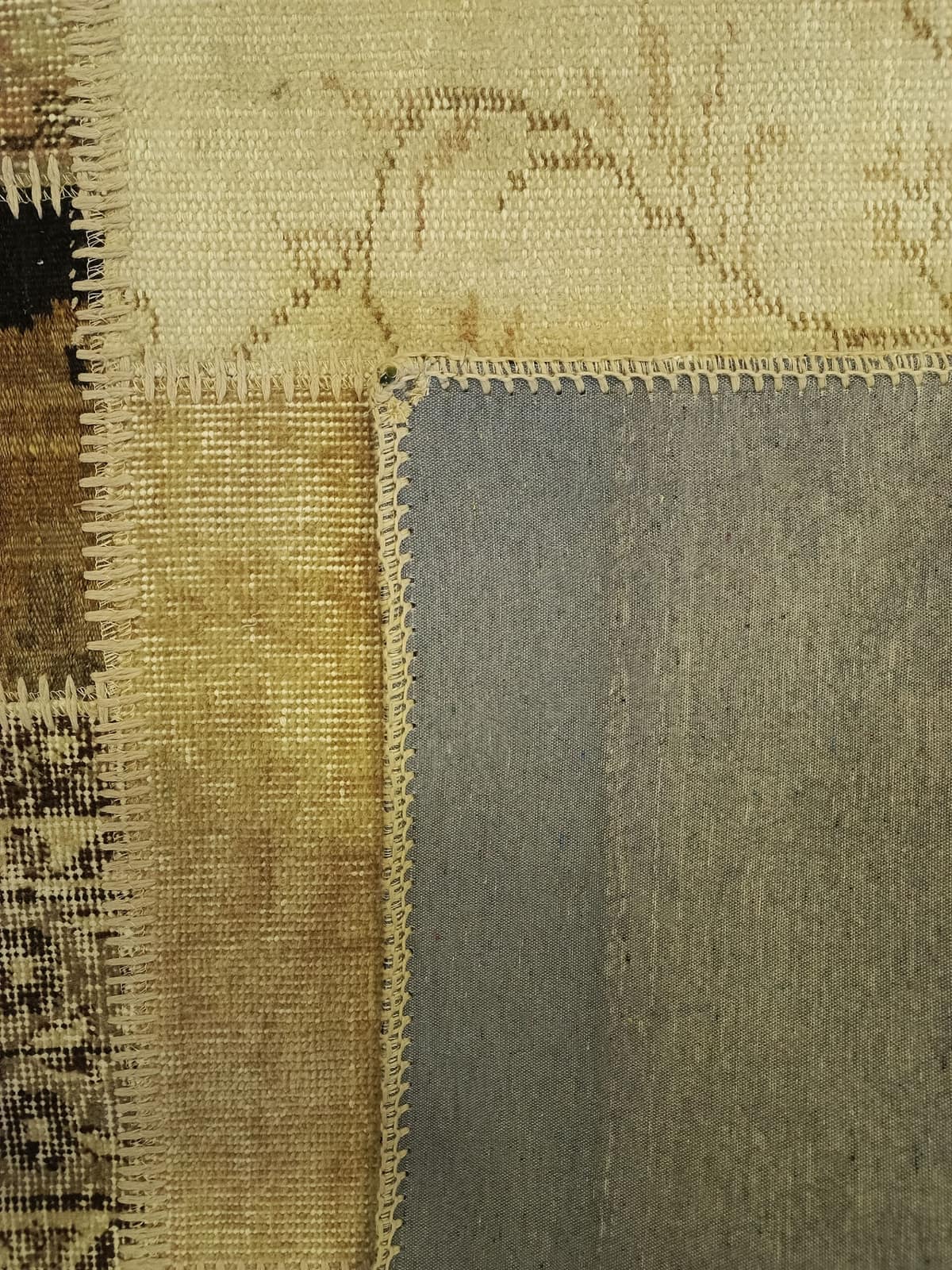 Wool-Woven Patchwork Rug — detail view 5, handmade vintage rug