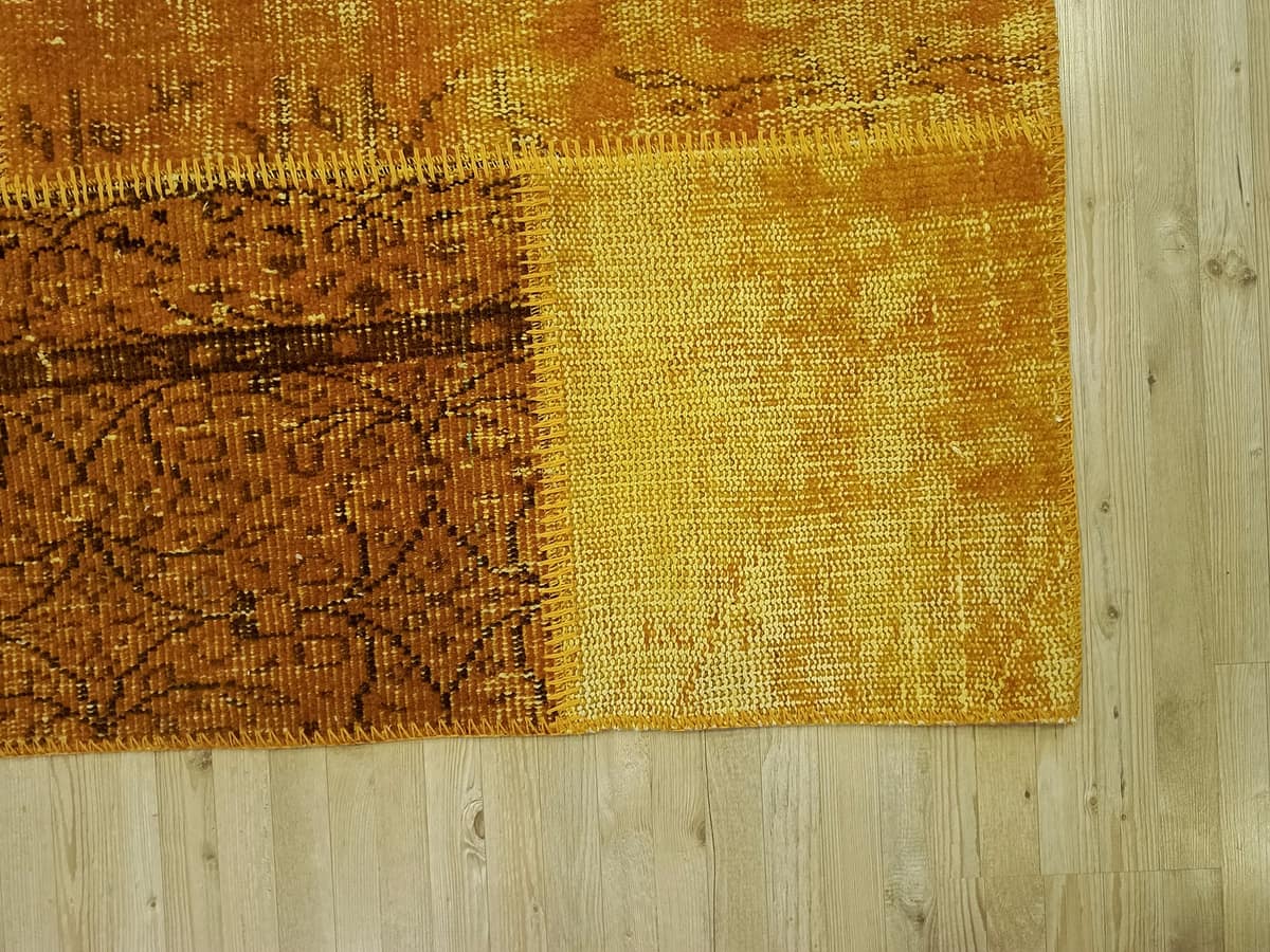 Traces of the Past Yellow Patchwork Rug — detail view 5, handmade vintage rug