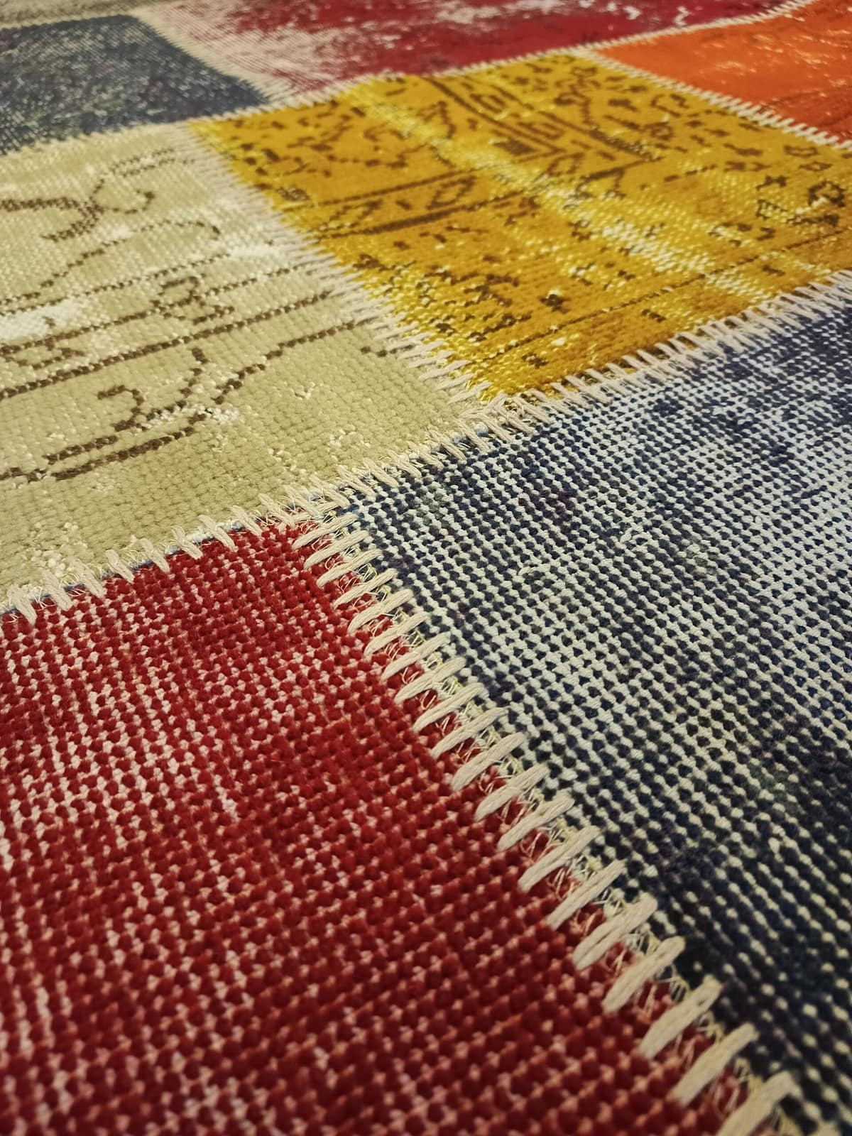 Handwoven Custom-Designed Patchwork Rug — detail view 2, handmade vintage rug
