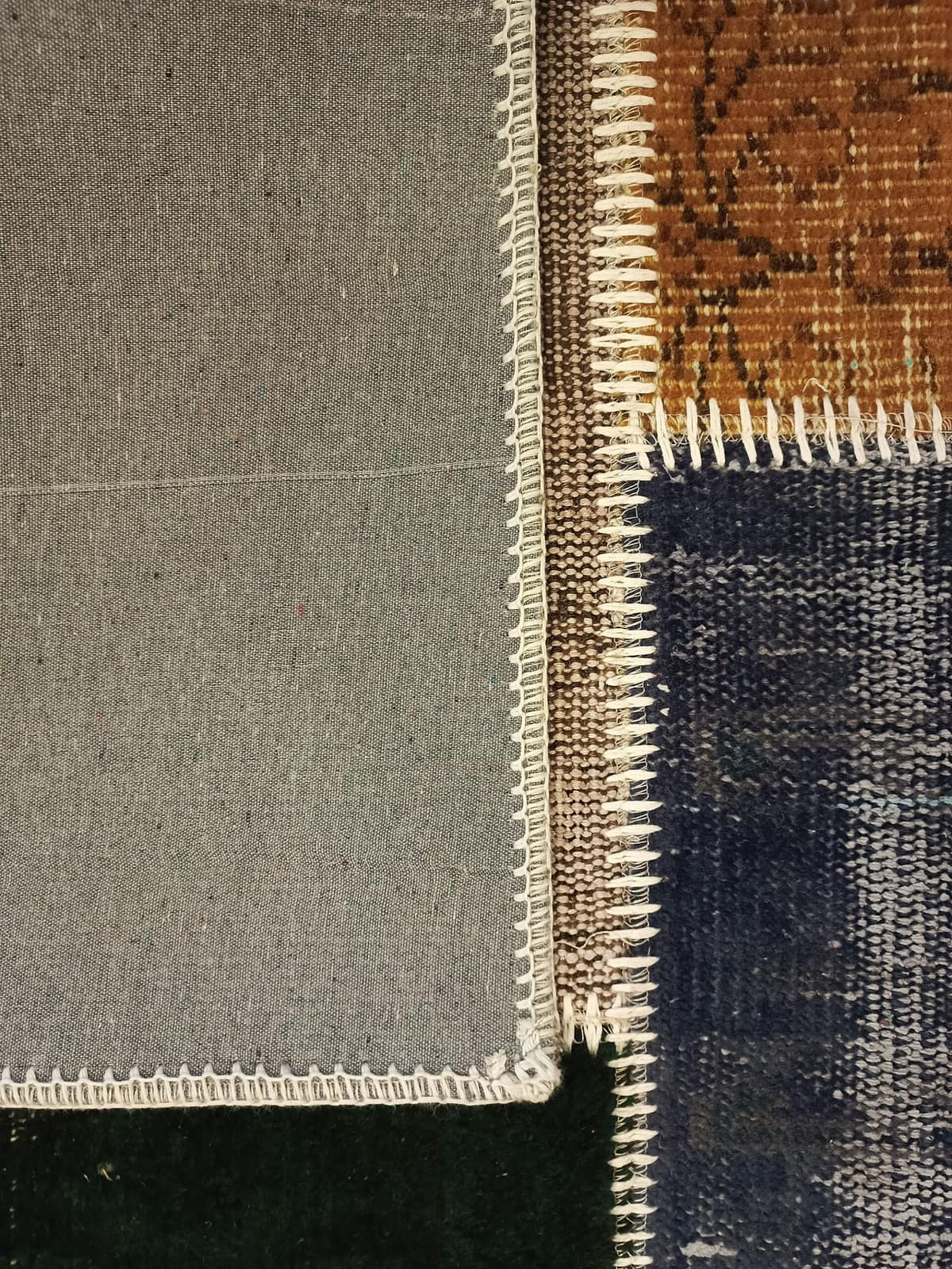 Handmade Distressed Patchwork Rug — detail view 3, handmade vintage rug