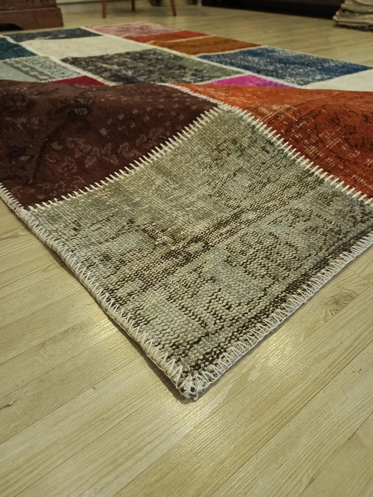 Handmade Patchwork Rug — detail view 3, handmade vintage rug