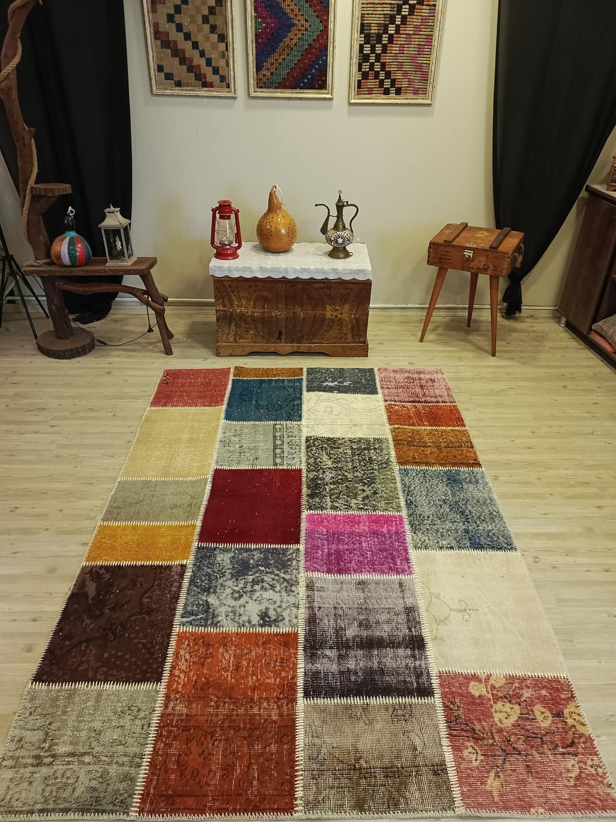 Handmade Patchwork Rug, vintage rug, Handmade, hand-knotted wool, size 160 × 230 cm, from Kayseri