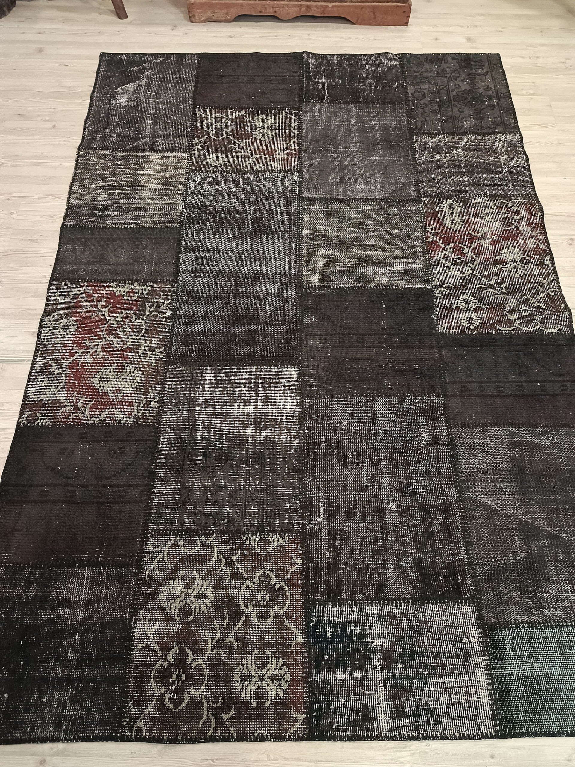 Traditional Handmade Patchwork Rug — detail view 2, handmade vintage rug