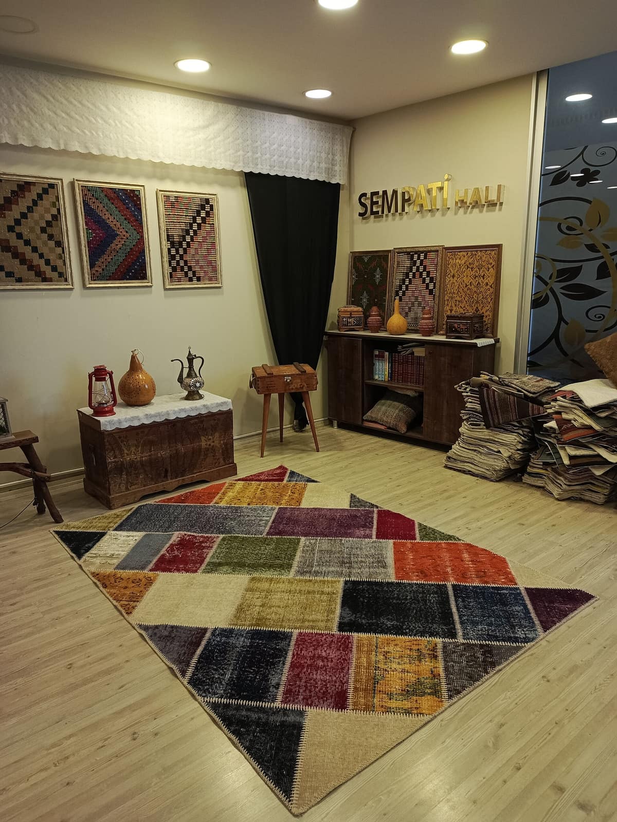 Handwoven Patchwork Rug — detail view 3, handmade vintage rug