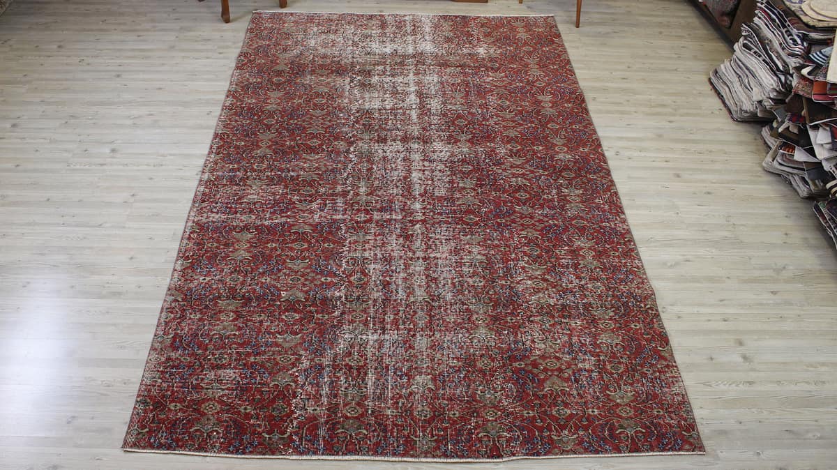 Distressed Handmade Vintage Rug — detail view 3, handmade vintage rug