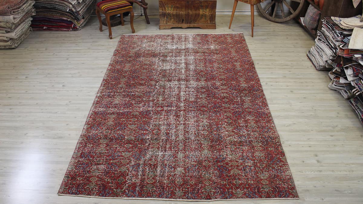 Distressed Handmade Vintage Rug — detail view 4, handmade vintage rug