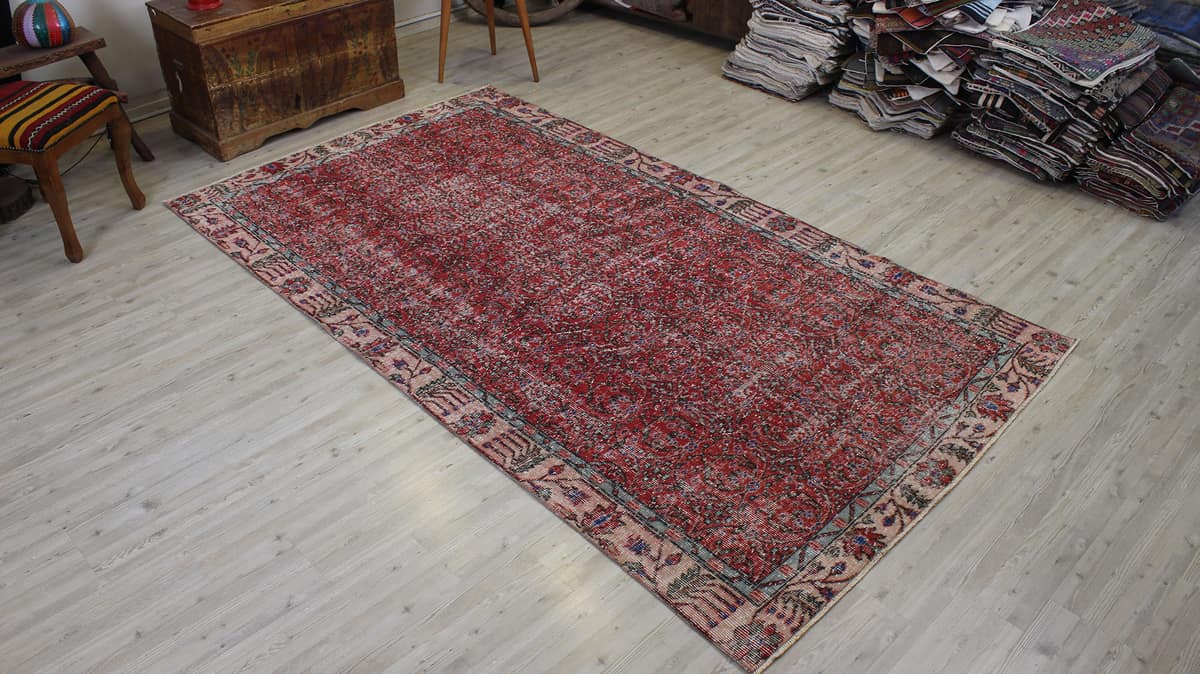 Vintage Handmade Wool Rug, vintage rug, Handmade, hand-knotted cotton, size 156 × 278 cm, from Isparta