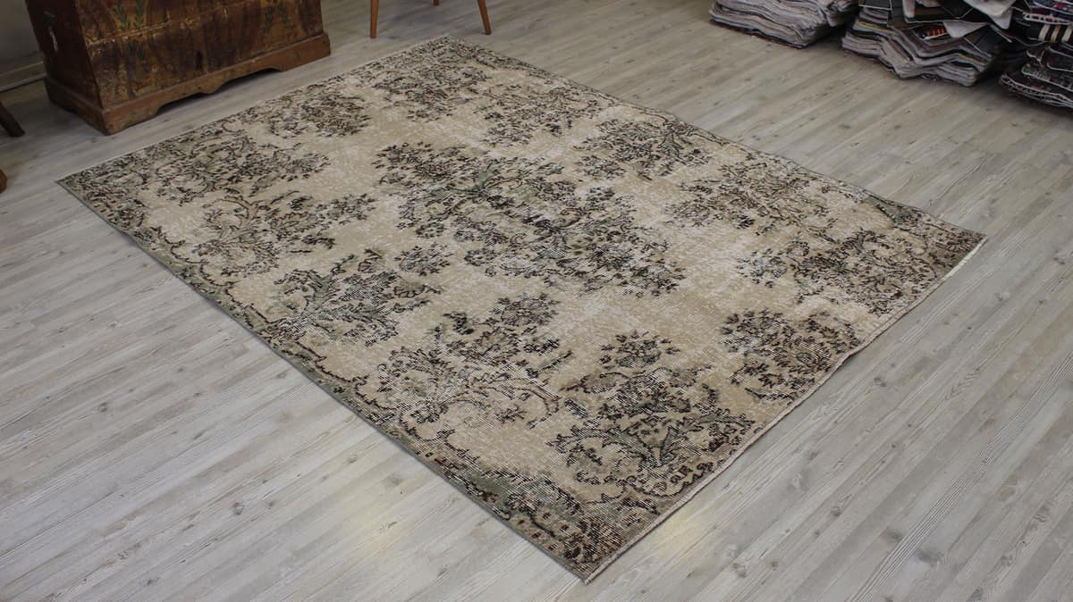 Distressed Vintage Handwoven Rug — detail view 2, handmade vintage rug