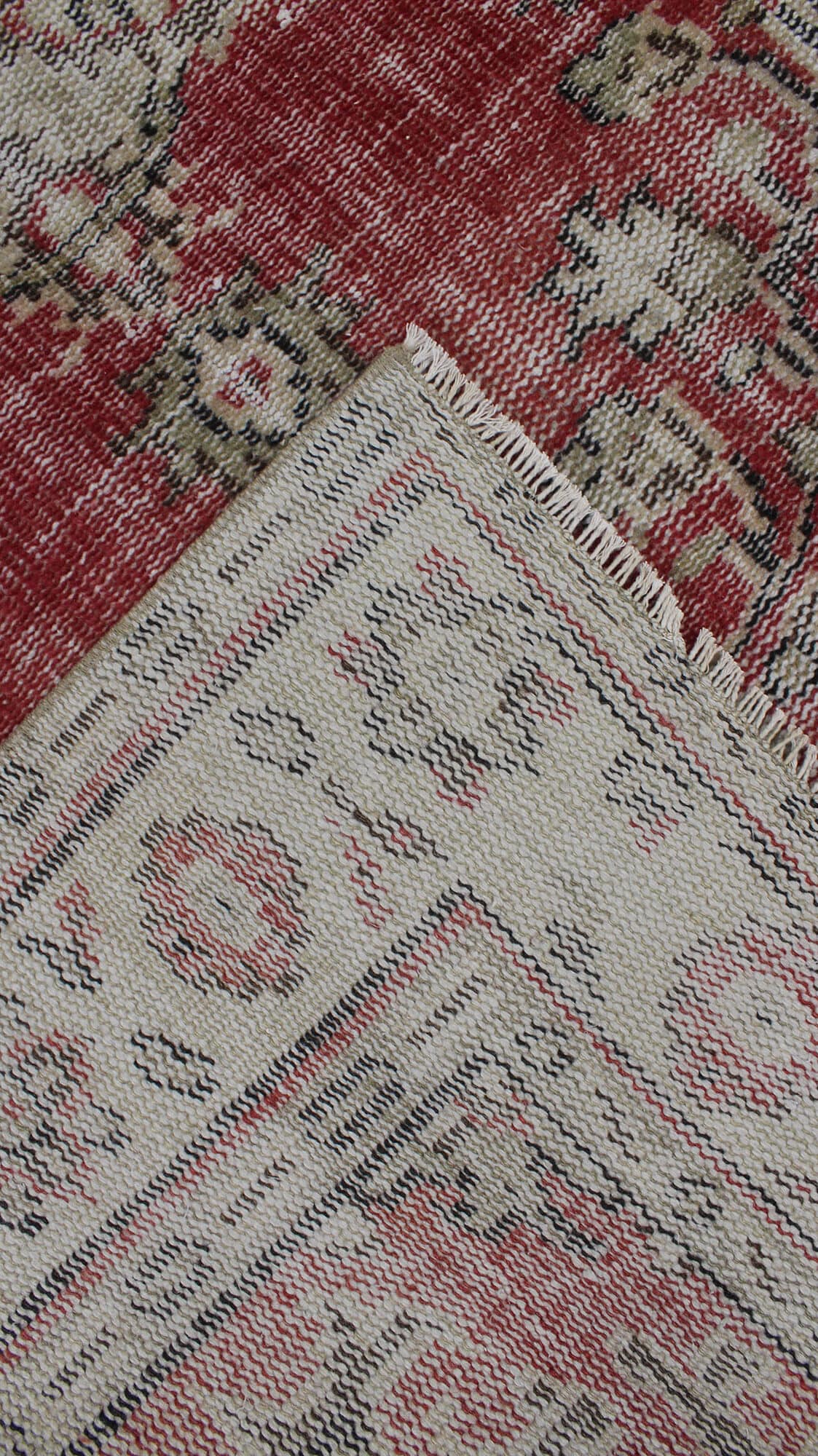 Distressed Vintage Hand-Knotted Rug — detail view 5, handmade vintage rug