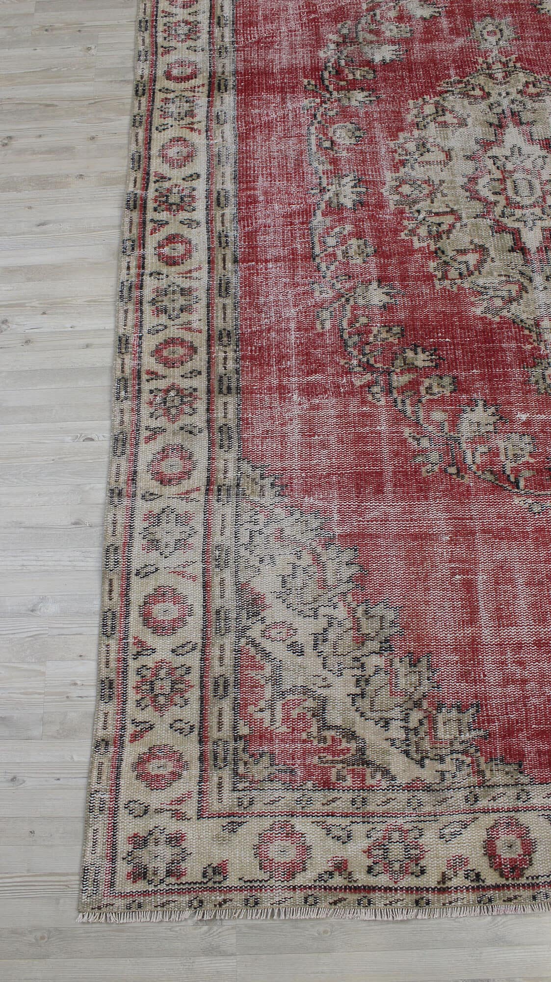 Distressed Vintage Hand-Knotted Rug — detail view 4, handmade vintage rug