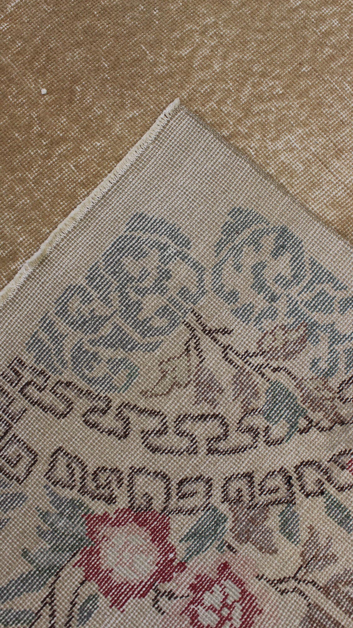 Distressed Hand-Woven Wool Rug, Vintage — detail view 5, handmade vintage rug