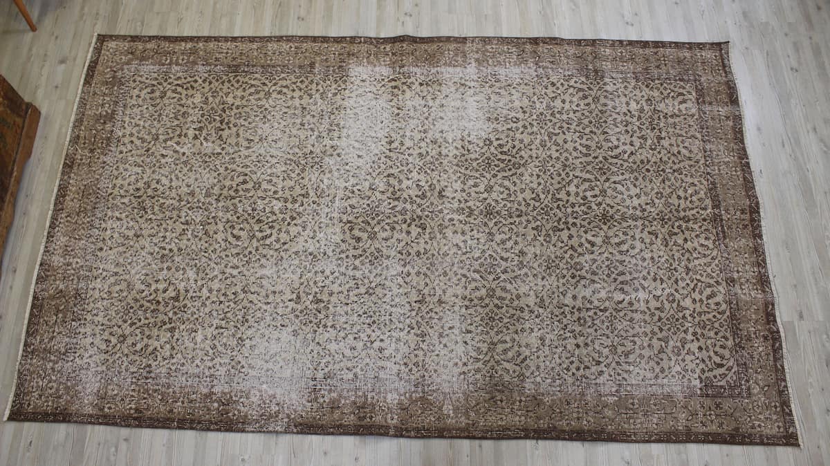 Distressed Wool Vintage Handmade Rug — detail view 2, handmade vintage rug